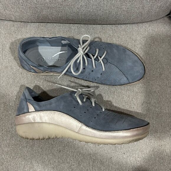 Naot Kumara Blue/Metallic Leather Lace Up Casual Shoes Sz 39 - Picture 1 of 5